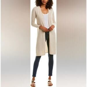 J. Mclaughlin Cashmere Open Front Longline Cardigan Beige Cream Size XS Luxury
